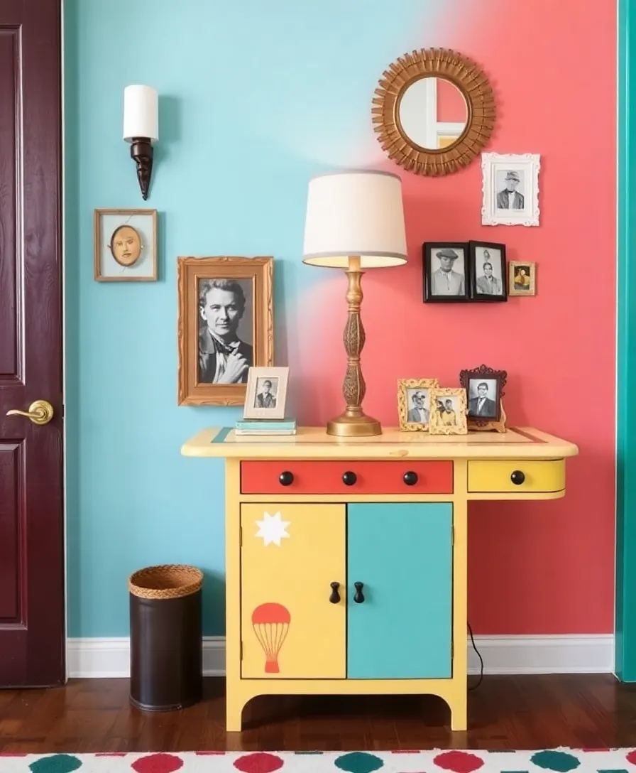 21 Stunning Hand-Painted Furniture Ideas That'll Transform Your Home 16 21 Stunning Hand-Painted Furniture Ideas That'll Transform Your Home (You Won't Believe #10!) - 13. Retro Console Table