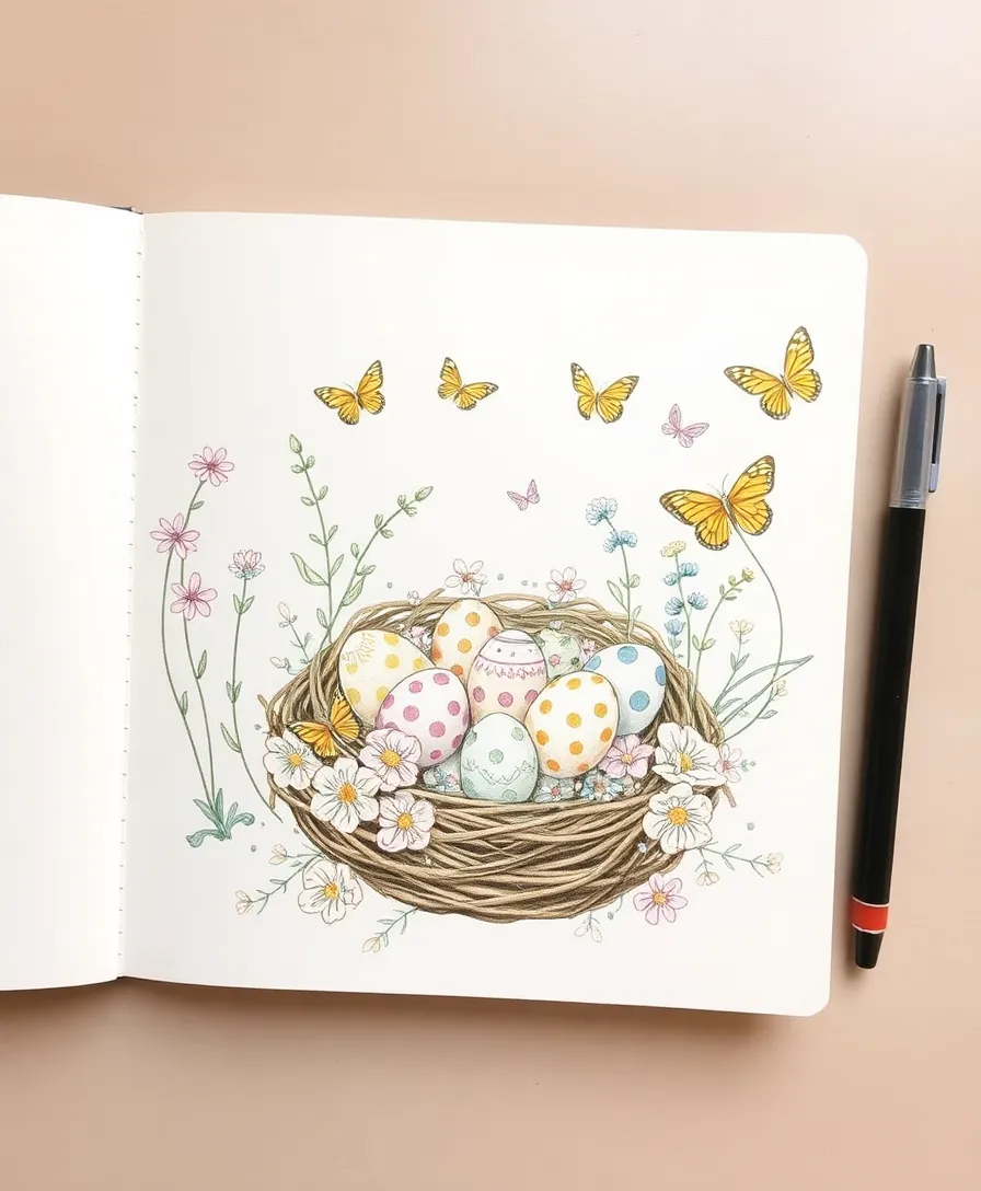 21 Easter Doodle Ideas for Your Sketchbook That Will Blow Your Mind! 22 21 Easter Doodle Ideas for Your Sketchbook That Will Blow Your Mind! - 19. Nature-Inspired Easter Doodles