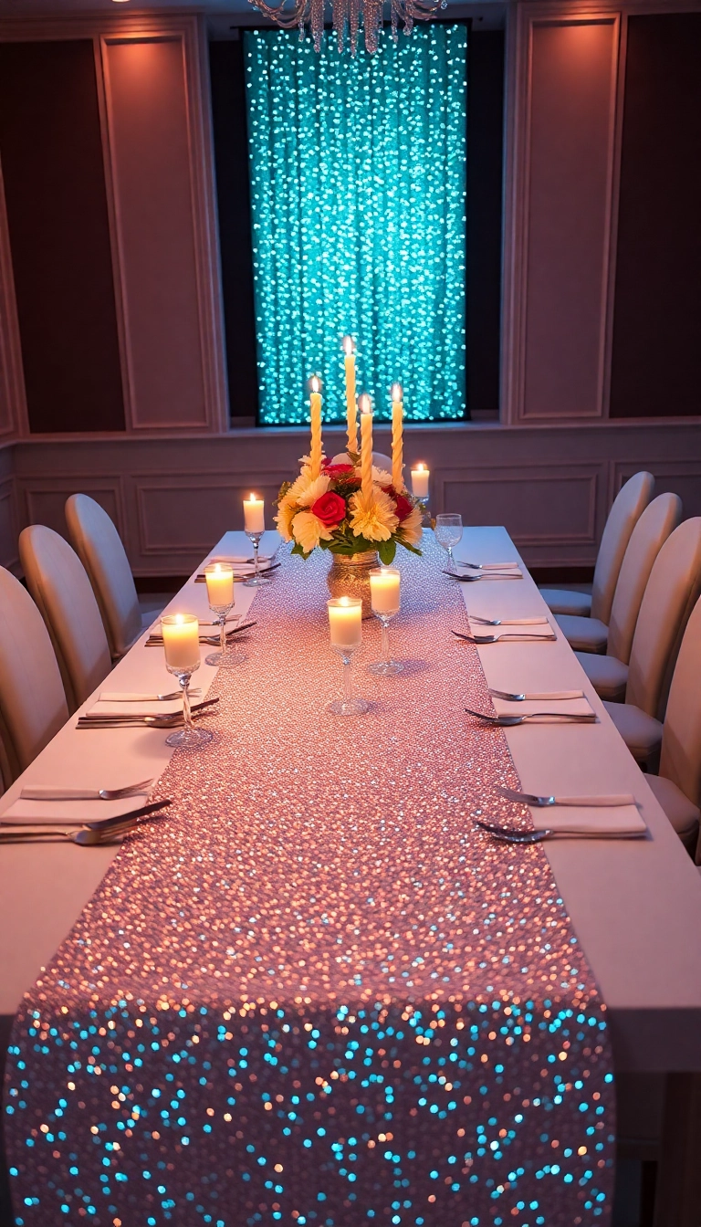 21 Brilliant DIY Birthday Decorations That Will Wow Your Guests 11 21 Brilliant DIY Birthday Decorations That Will Wow Your Guests (You Won't Believe #10!) - 8. Glittery Table Runner