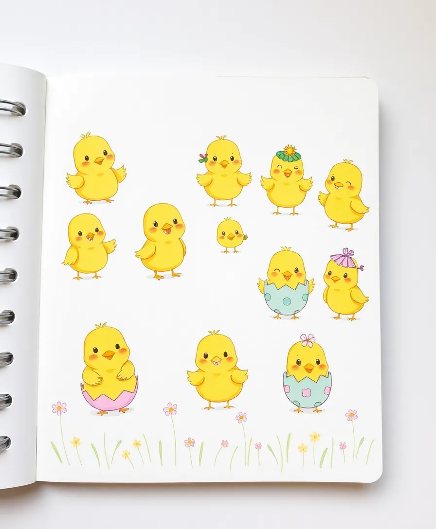 21 Easter Doodle Ideas for Your Sketchbook That Will Blow Your Mind! 7 21 Easter Doodle Ideas for Your Sketchbook That Will Blow Your Mind! - 4. Cute Chicks
