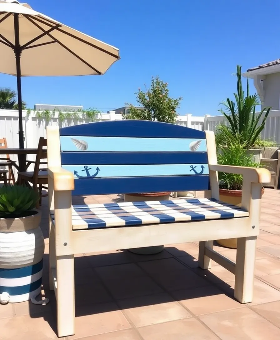 21 Stunning Hand-Painted Furniture Ideas That'll Transform Your Home 6 21 Stunning Hand-Painted Furniture Ideas That'll Transform Your Home (You Won't Believe #10!) - 3. Nautical-Themed Bench