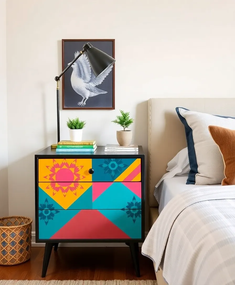21 Stunning Hand-Painted Furniture Ideas That'll Transform Your Home 11 21 Stunning Hand-Painted Furniture Ideas That'll Transform Your Home (You Won't Believe #10!) - 8. Statement Nightstand