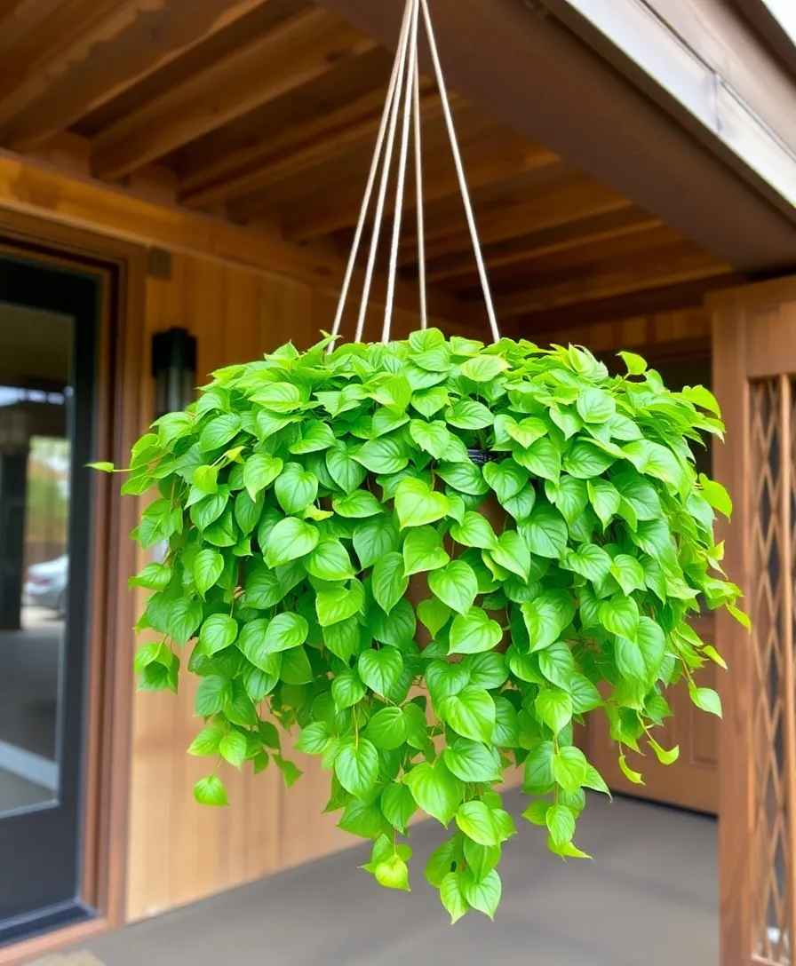 21 Stunning Hanging Plants for Your Outdoor Front Porch 10 21 Stunning Hanging Plants for Your Outdoor Front Porch (You'll Wish You Knew #7 Sooner!) - 7. Scindapsus (Pothos)