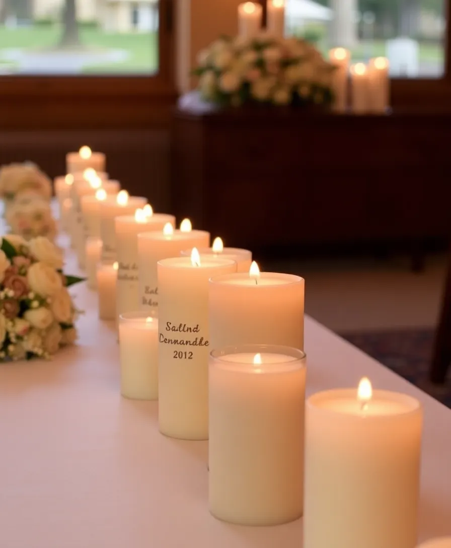 21 Heartfelt Memorial Service Decorations That Will Honor Your Loved One's Memory 10 21 Heartfelt Memorial Service Decorations That Will Honor Your Loved One's Memory! - 7. Customized Memorial Candles