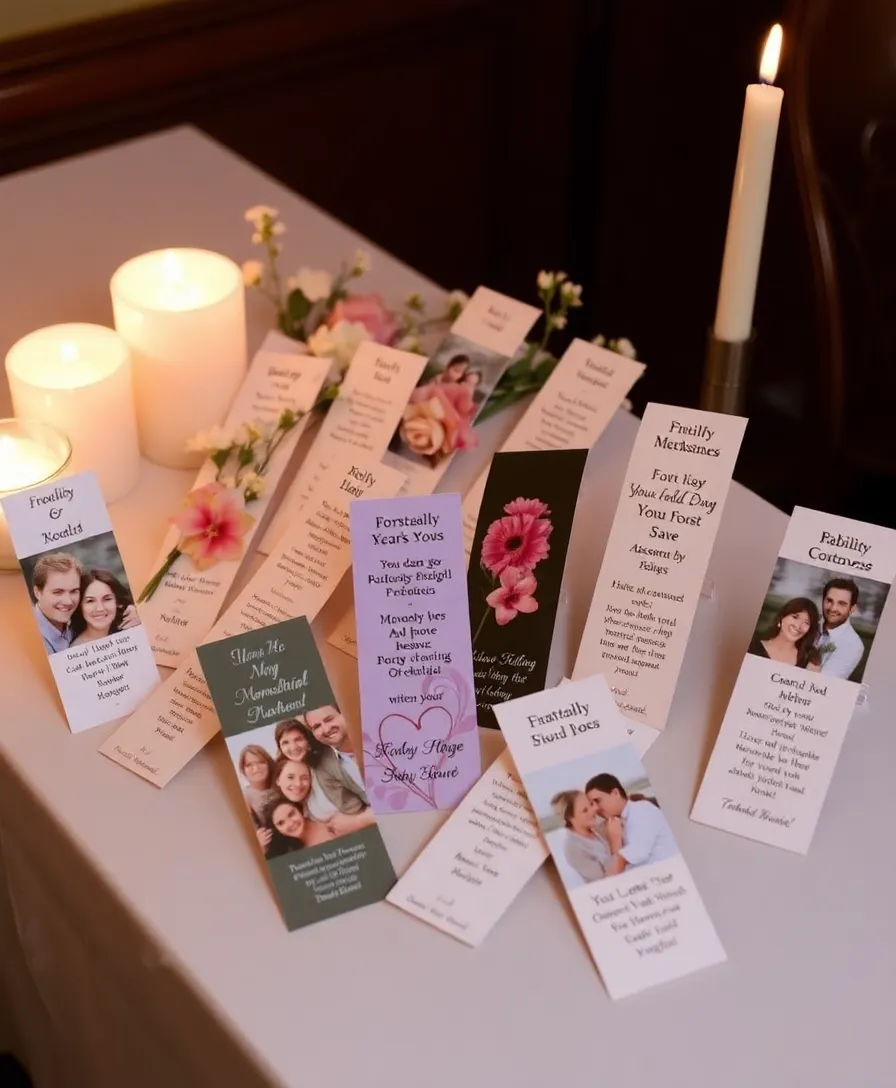 21 Heartfelt Memorial Service Decorations That Will Honor Your Loved One's Memory 19 21 Heartfelt Memorial Service Decorations That Will Honor Your Loved One's Memory! - 16. Personalized Memorial Bookmarks