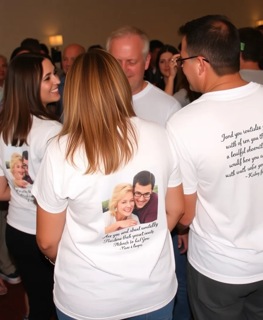 21 Heartfelt Memorial Service Decorations That Will Honor Your Loved One's Memory 24 21 Heartfelt Memorial Service Decorations That Will Honor Your Loved One's Memory! - 21. Customized Memorial T-Shirts