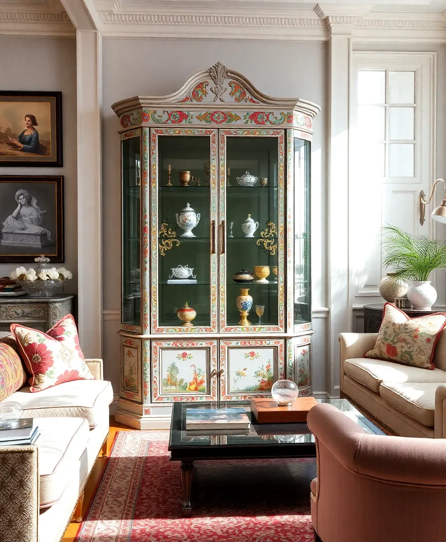 21 Stunning Hand-Painted Furniture Ideas That'll Transform Your Home 20 21 Stunning Hand-Painted Furniture Ideas That'll Transform Your Home (You Won't Believe #10!) - 17. Artistic Display Cabinet