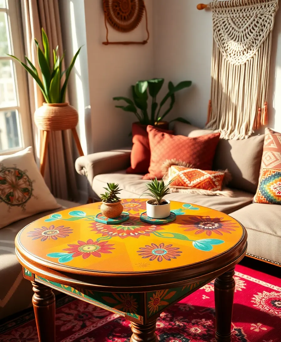 21 Stunning Hand-Painted Furniture Ideas That'll Transform Your Home 4 21 Stunning Hand-Painted Furniture Ideas That'll Transform Your Home (You Won't Believe #10!) - 1. Boho Chic Side Table