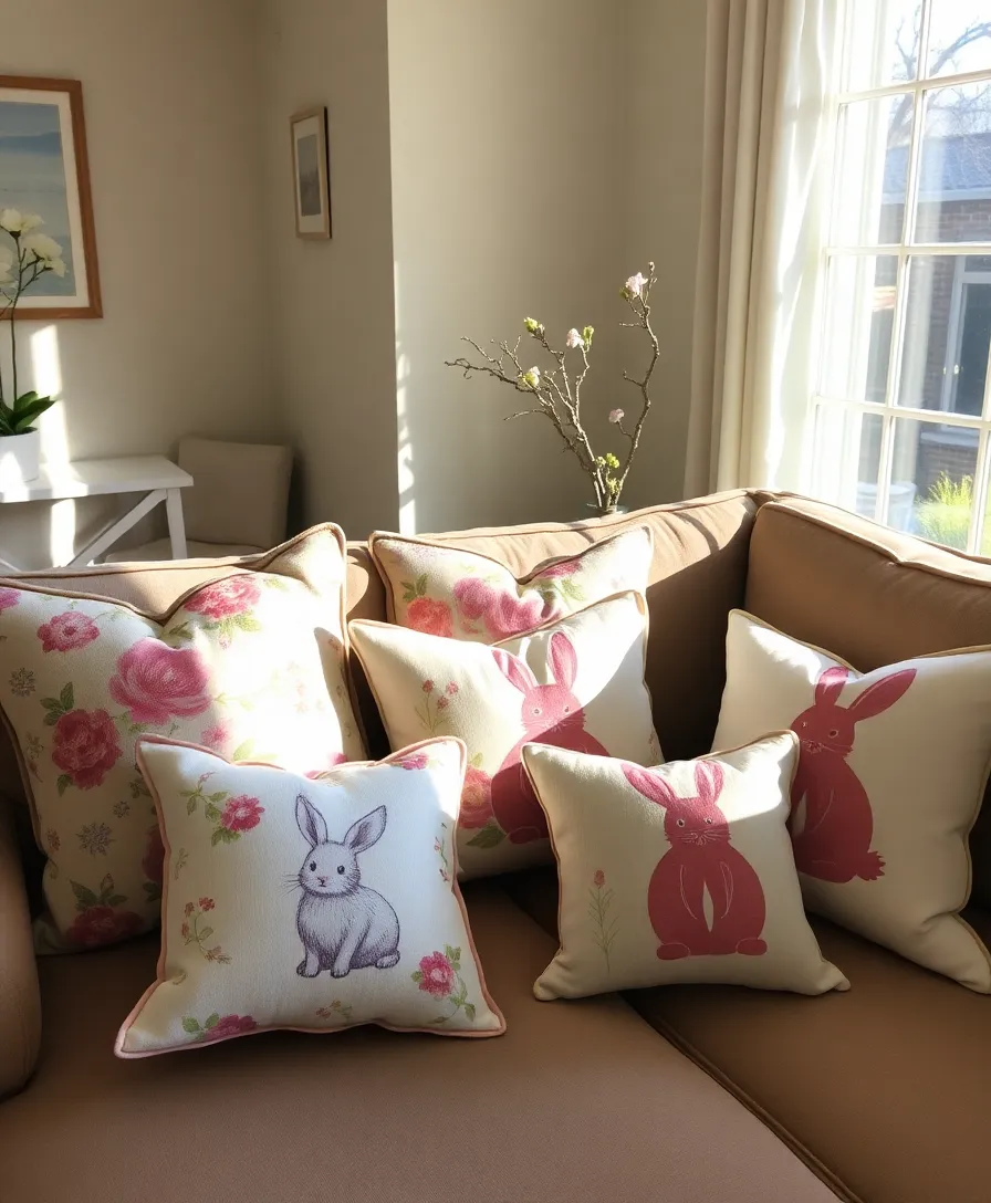 21 Stunning DIY Easter Decorations That'll Make Your Home Bloom with Spring Spirit! 13 21 Stunning DIY Easter Decorations That'll Make Your Home Bloom with Spring Spirit! - 10. Spring-Themed Throw Pillows