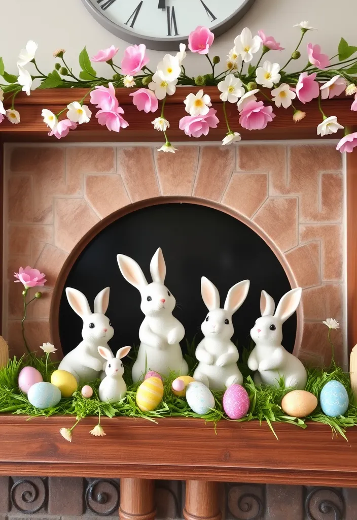 21 Spring Mantel Decorating Ideas That’ll Freshen Up Your Home 5 21 Spring Mantel Decorating Ideas That’ll Freshen Up Your Home (You Won't Believe #14!) - 2. Whimsical Bunny Accents