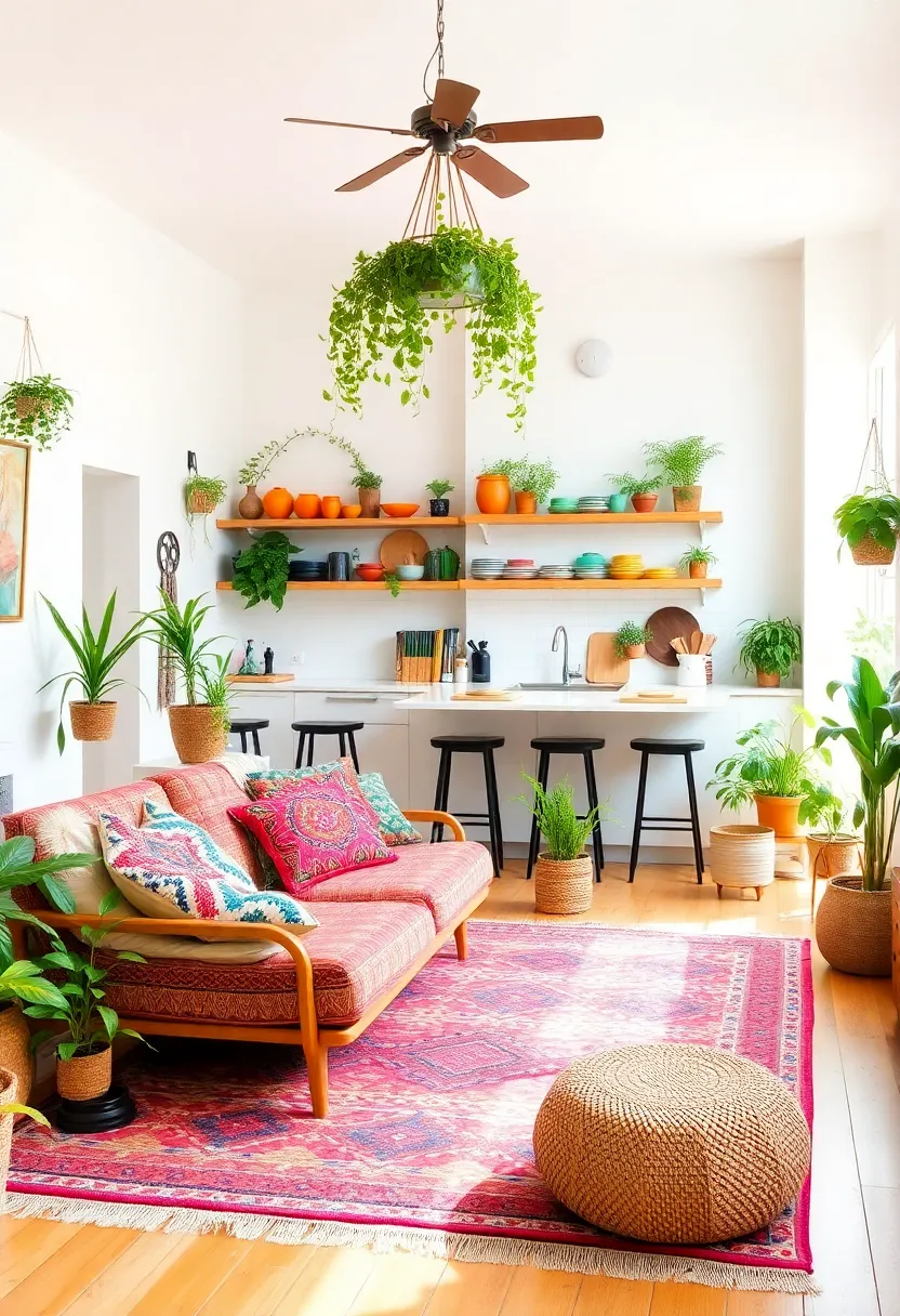 21 Stunning Open Space Living Room and Kitchen Designs You’ll Want to Copy! 8 21 Stunning Open Space Living Room and Kitchen Designs You’ll Want to Copy! - 5. Bohemian Bliss