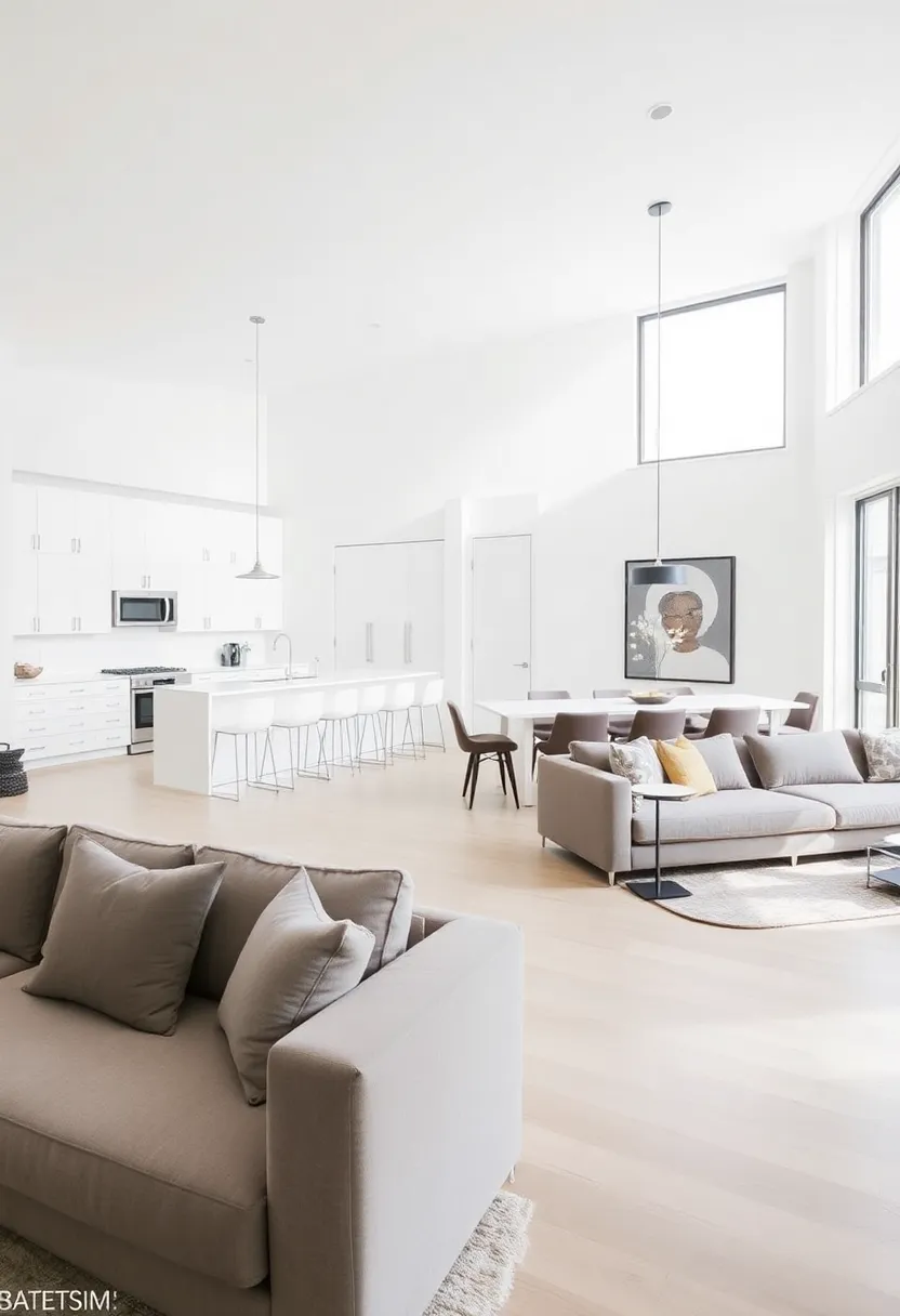 21 Living Room and Kitchen Together Ideas 5 21 Stunning Living Room and Kitchen Combinations - 2. Modern Minimalism