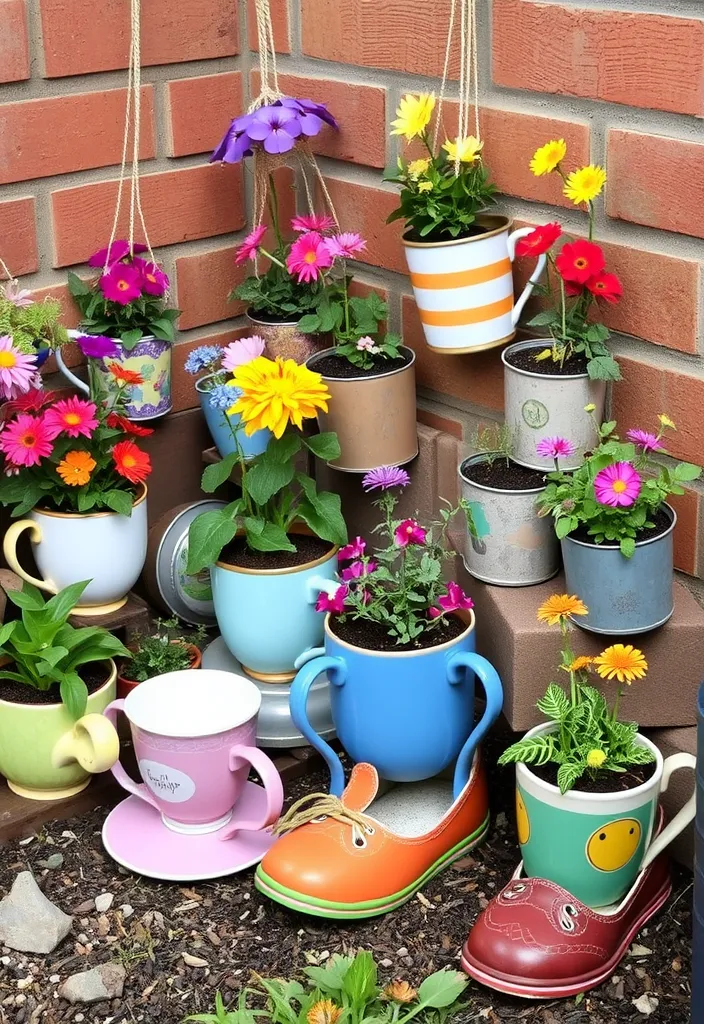 21 Decorative Garden Planters That Will Make Your Neighbors Jealous 12 21 Decorative Garden Planters That Will Make Your Neighbors Jealous (Check Out #12!) - 9. Playful Upcycled Planters