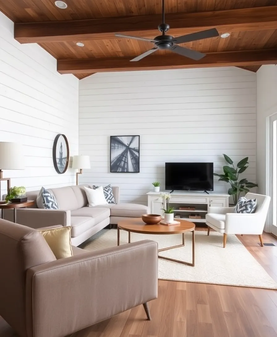 21 Cozy Modern Farmhouse Living Room Ideas That Will Make You Feel Right at Home! 14 21 Cozy Modern Farmhouse Living Room Ideas That Will Make You Feel Right at Home! - 10. Rustic Wall Treatments