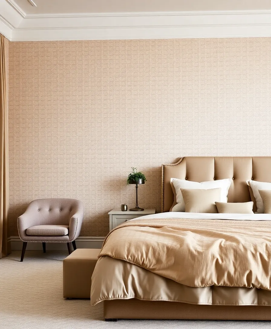 23 Stylish January Bedroom Decor Ideas That Will Make You Want to Stay in Bed Forever! 11 23 Stylish January Bedroom Decor Ideas That Will Make You Want to Stay in Bed Forever! - 7. Textured Wallpaper
