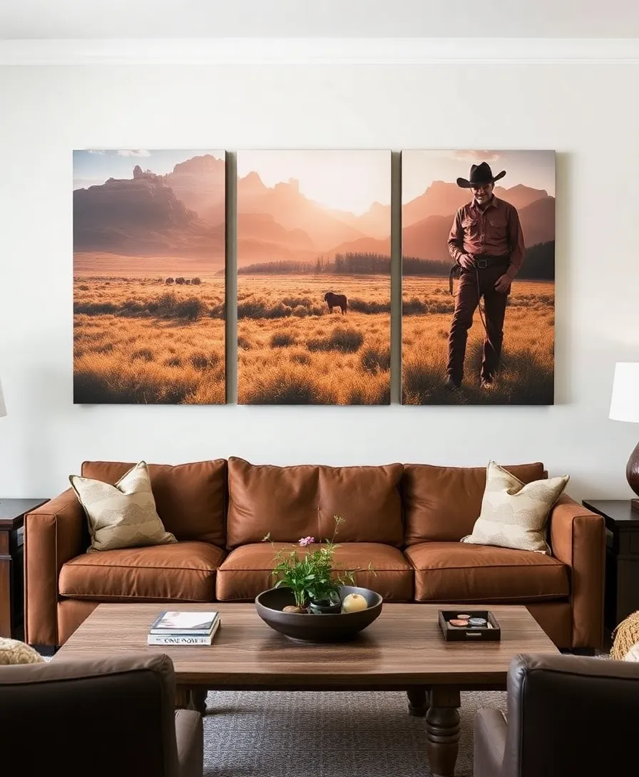 21 Modern Western Living Room Decor Ideas That Will Make You Feel Right at Home! 11 21 Modern Western Living Room Decor Ideas That Will Make You Feel Right at Home! - 6. Western-Inspired Artwork