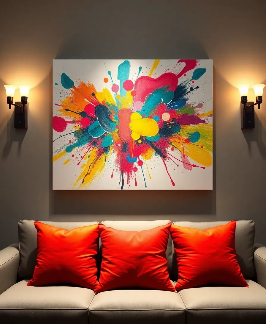 21 Stunning Large Wall Decor Ideas for Behind Your Couch (You Won't Believe #11!) 4 21 Stunning Large Wall Decor Ideas for Behind Your Couch (You Won't Believe #11!) - 1. Oversized Abstract Canvas