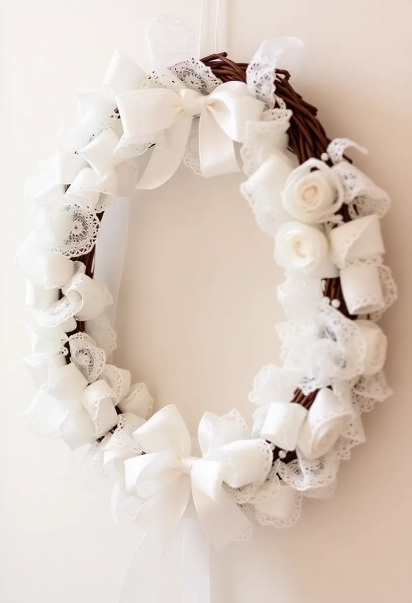 21 Easy DIY Valentine Wreath Ideas That Will Wow Your Guests! 11 21 Easy DIY Valentine Wreath Ideas That Will Wow Your Guests! - 8. Ribbon and Lace Wreath