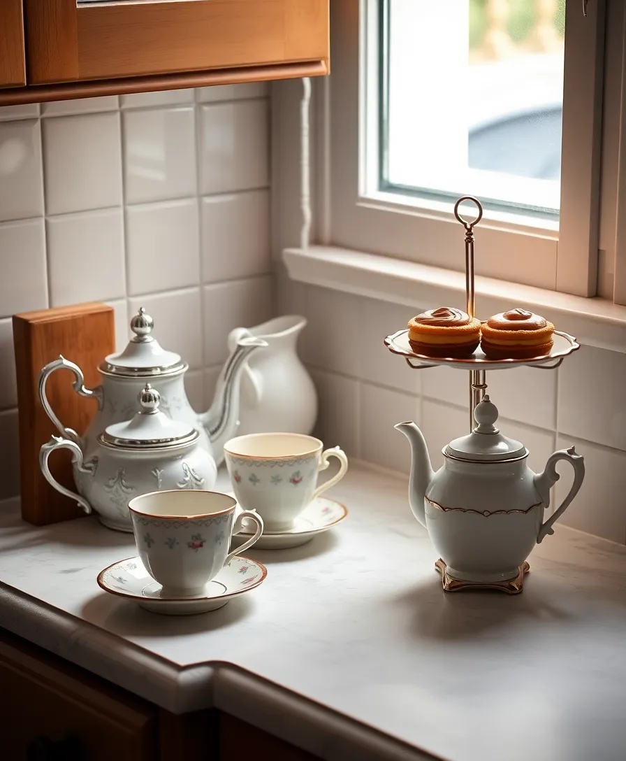 19 Vintage Corner Countertop Decor Inspirations That Will Take You Back in Time! 17 19 Vintage Corner Countertop Decor Inspirations That Will Take You Back in Time! - 13. Vintage Tea Time Setup