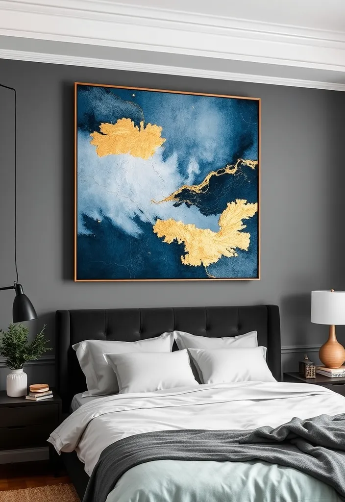 21 Cozy Moody Bedroom Ideas That Will Make You Want to Snuggle Up Forever! 9 21 Cozy Moody Bedroom Ideas That Will Make You Want to Snuggle Up Forever! - 6. Statement Art