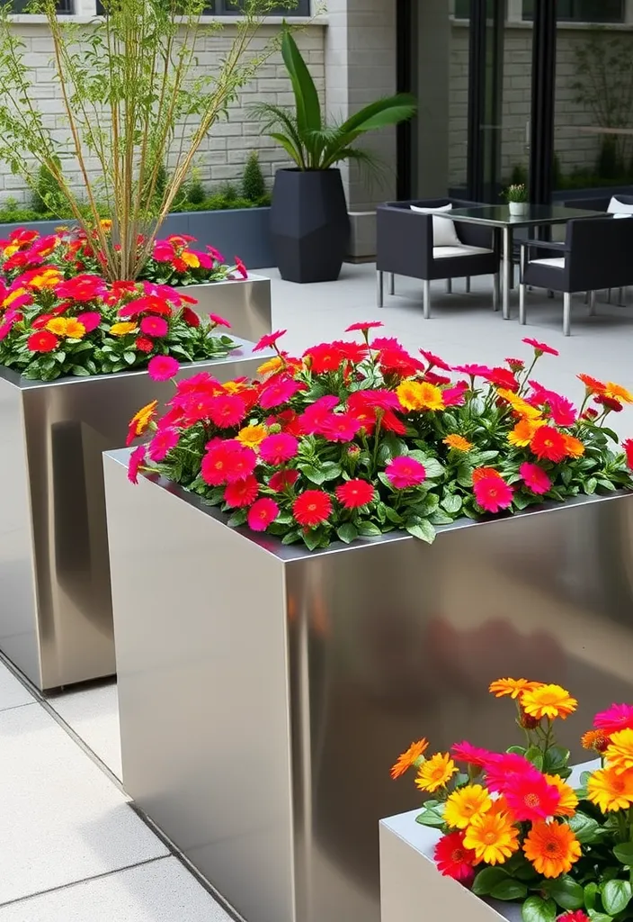 21 Decorative Garden Planters That Will Make Your Neighbors Jealous 6 21 Decorative Garden Planters That Will Make Your Neighbors Jealous (Check Out #12!) - 3. Sleek Modern Metal Planters
