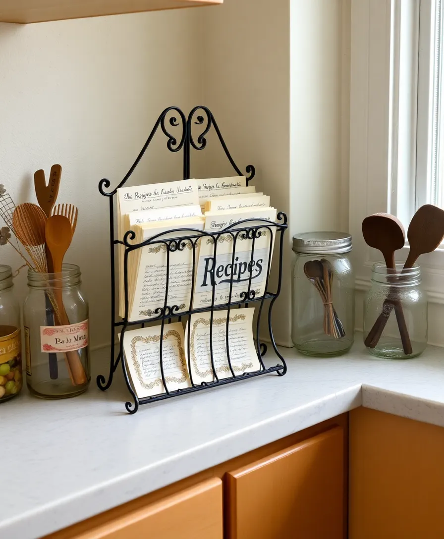 19 Vintage Corner Countertop Decor Inspirations That Will Take You Back in Time! 9 19 Vintage Corner Countertop Decor Inspirations That Will Take You Back in Time! - 5. Vintage Recipe Card Holder