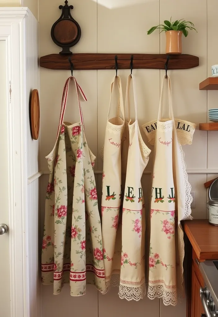 21 Vintage Farmhouse Kitchen Ideas That'll Make You Want to Cook in Style! 19 21 Vintage Farmhouse Kitchen Ideas That'll Make You Want to Cook in Style! - 16. Vintage Aprons