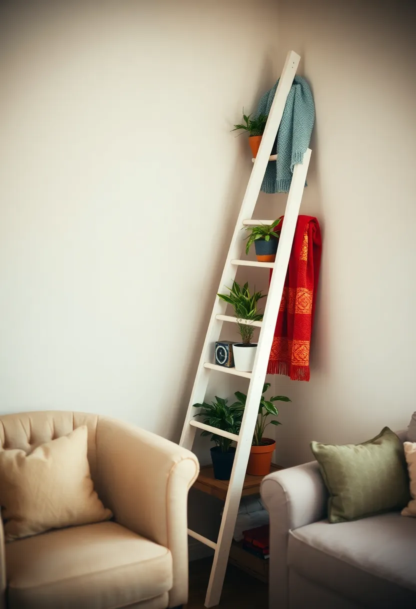 21 Thrift Flip Decor Ideas That Will Transform Your Home on a Budget! 16 21 Thrift Flip Decor Ideas That Will Transform Your Home on a Budget! - 13. Decorative Ladder from Thrifted Wood