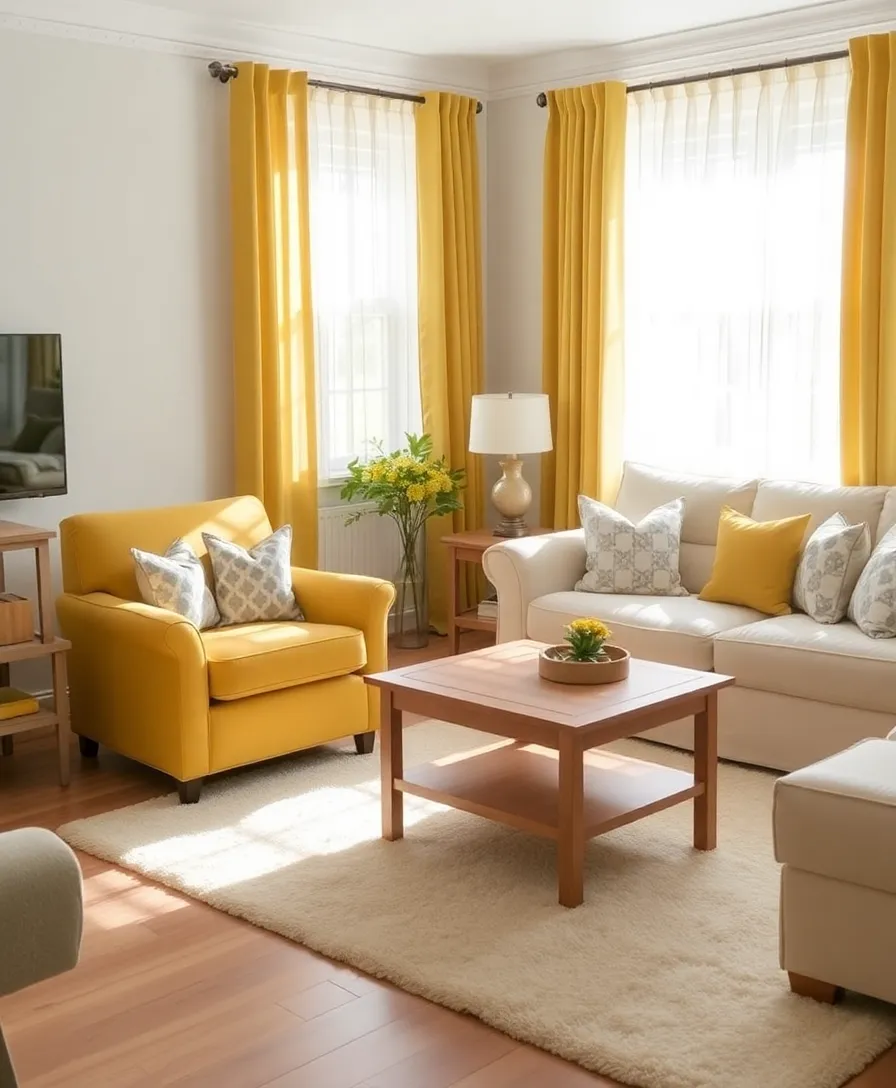 21 Cosy Living Room Ideas in Warm Colours That Will Melt Your Heart! 6 21 Cosy Living Room Ideas in Warm Colours That Will Melt Your Heart! - 2. Soft Mustard Yellow Touches