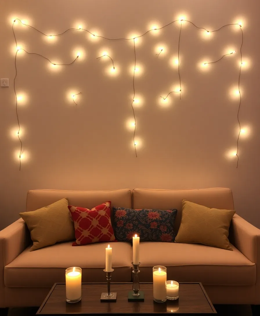 21 Stunning Large Wall Decor Ideas for Behind Your Couch (You Won't Believe #11!) 16 21 Stunning Large Wall Decor Ideas for Behind Your Couch (You Won't Believe #11!) - 13. Whimsical String Lights